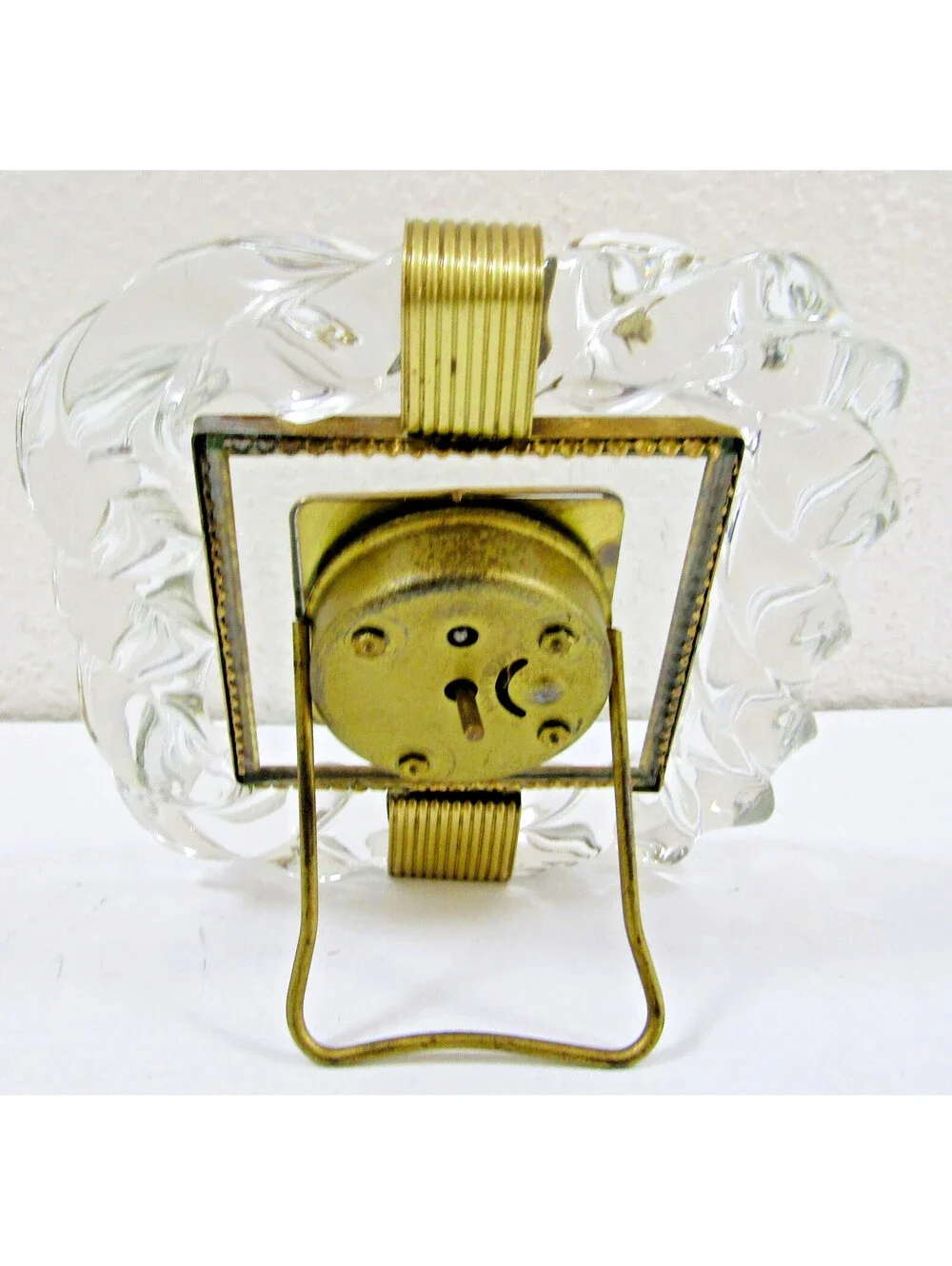 1940s New Haven Venini Twisted Glass  and Brass Desk Clock